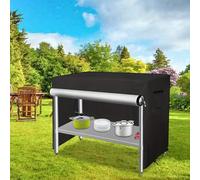 Risveglio Housse pour chariot de barbecue avec accès divisé, pour table de préparation en extérieur Oxford 210D, résistante aux intempéries avec aérations pour terrasse, noir