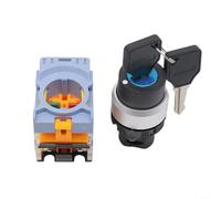 Risveglio Interrupteur à clé industriel 22 mm deux positions LA155B-11Y/2 sans contacts argentés en aluminium pour anneau d'instruments Noir