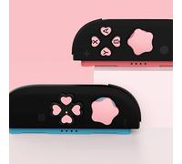 Risveglio Joli ensemble de capuchons en silicone pour Nintendo Switch 2, pour poignées de pouce souples avec autocollants ABXY, cœur rose et blanc, rose et blanc