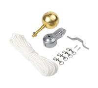Risveglio Kit complet de réparation de mât de drapeau comprenant une boule décorative de 7,6 cm, une corde de 15,2 m, un système de poulie et des clips rotatifs pour drapeaux