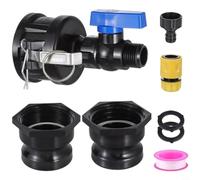Risveglio Kit d'adaptateur de tuyau fourre-tout IBC avec raccords de verrouillage à came de 5,1 cm, connecteur rapide de tuyau d'arrosage en polypropylène avec vanne à bille d'arrêt pour réservoirs
