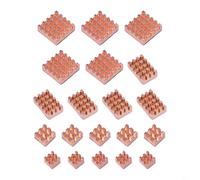 Risveglio Kit de 20 dissipateurs thermiques en cuivre pur pour Raspberry Pi 4B, refroidisseur CPU silencieux avec coussinets thermiques, 4 tailles incluses