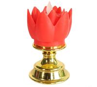 Risveglio Lampe lotus LED ornementale, brûleur d'encens électrique avec fausse bougie colorée, décoration florale en plastique pour la maison, la méditation, le yoga, la chambre à coucher, rouge