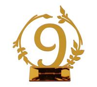 Risveglio Lot de 10 numéros de table en acrylique doré de 1 à 10 avec base, pour mariage, réception, fête, banquet, restaurant, événements