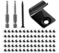 Risveglio Lot de 100 clips de démarrage noirs en composite 316 pour fixations cachées en acier inoxydable avec vis et embouts de tournevis, connecteurs antirouille pour installation sécurisée de la