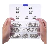 Risveglio Lot de 120 hameçons décalés à double ardillon à tige longue pour | Œil annelé en acier à haute teneur en carbone pour pêche en eau salée - Appât vivant - Tailles 1# à 6/0#