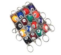 Risveglio Lot de 16 porte-clés en forme de mini boule de billard réaliste avec boules de billard en résine, accessoires de billard