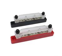 Risveglio Lot de 2 distributeurs d'alimentation 150 A pour systèmes 12 V-48 V, 10 points de connexion avec rail de mise à la terre, bornier en alliage pour voiture marine, rouge et noir
