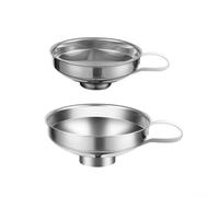 Risveglio Lot de 2 entonnoirs en acier inoxydable à large goulot 304 avec corps incurvé pour verser et nettoyer facilement, argent et or (argent)