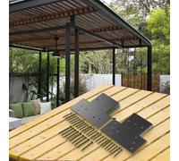 Risveglio Lot de 2 supports en T réglables et robustes pour tonnelle, jardin, balcon, terrasse, kit de support en métal résistant aux intempéries, 16 x 7 x 9 cm, noir