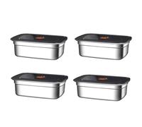 Risveglio Lot de 4 récipients réutilisables en acier 316L avec joints en silicone pour la préparation des repas - 4 pièces
