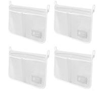 Risveglio Lot de 4 sacs de rangement en maille à suspendre pour réfrigérateur côté porte, respirants pour pochettes de cuisine en polypropylène, petits articles, pailles et paquets, blanc et bleu