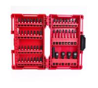 Risveglio Lot de 53 embouts de tournevis résistants, construction en alliage d'acier avec porte-embout de 75 mm, type hexagonal fendu, pour boîtier en plastique rouge