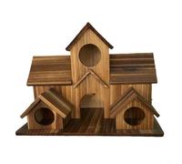 Risveglio Mangeoire à oiseaux d'extérieur en bois massif de style villa rustique avec crochet de suspension, abri en bois pour la faune et la décoration de jardin