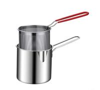 Risveglio Marmite profonde en acier inoxydable avec panier, 12 cm, petite friteuse pour frites Tempura Wontons, argent