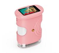 Risveglio Microscope numérique rechargeable avec grossissement 1000x avec résolution 4K, écran IPS de 2,0", lumière 8 LED, 600 mAh pour batterie, éducation scientifique, orange (rose)