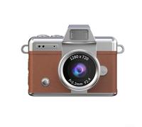 Risveglio Mini porte-clés rétro avec écran selfie à 180°, pour vidéo numérique HD 720p compacte pour caméscope avec lumière de remplissage (marron)