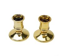 Risveglio Paire de bougeoirs en plastique argenté avec design standard pour centres de table de mariage (doré)