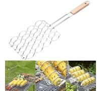 Risveglio Panier à saucisses en fer plaqué pour barbecue, support en métal résistant à la chaleur avec revêtement antirouille, ouverture facile à nettoyer pour feu de camp, 57 x 18 x 5 cm
