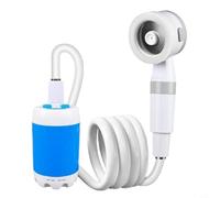 Risveglio Pompe de douche portable rechargeable pour camping, pomme de douche d'extérieur sans fil avec tuyau pour randonnée, voyage, voiture, lavage des animaux domestiques, blanc