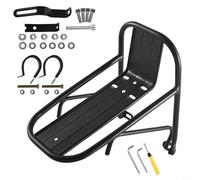 Risveglio Porte-bagages avant en alliage d'aluminium pour vélo électrique, porte-bagages avec support triangulaire pour freins à disque, noir (porte-outils + pince)