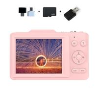 Risveglio pour appareil photo numérique compact 4K 48MP, écran de 2,8 pouces pour caméscope avec zoom 16x et lumière de remplissage, enregistreur facile à utiliser pour enfants T (rose 32G)