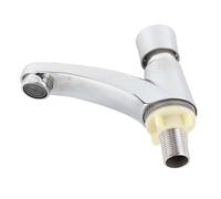Risveglio Robinet de lavabo à fermeture automatique avec interrupteur poussoir, robinet temporisé en alliage de zinc, design économie d'eau, hôtel et école, finition chromée