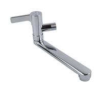 Risveglio Robinet d'évier mural rotatif pour robinet d'eau froide étendu en acier inoxydable avec aérateur en nid d'abeille, cuisine, balcon, piscine, argent (30 cm)