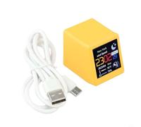 Risveglio Station météo WiFi avec écran LCD de 1,54", prévisions en temps réel et baromètre, type horloge numérique alimentée pour la maison, le bureau, la maison, le bureau, blanc (jaune)