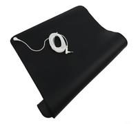 Risveglio Tapis de mise à la terre en cuir carbone conducteur Noir Taille L | Grande taille 60 x 90 cm, cuir carbone conducteur, câble de terre de 4,5 m, base en caoutchouc antidérapant, finition noire