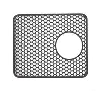 Risveglio Tapis d'évier de cuisine en silicone 34 x 29 cm, antidérapant avec motif nid d'abeille, égouttoir à vaisselle pliable, passe au lave-vaisselle (trou latéral gris)