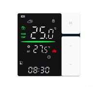 Risveglio Thermostat pour systèmes de chauffage électrique et eau - Affichage LED - Contrôleur de température mural avec sécurité enfant - Économie d'énergie - Matériau ABS - Blanc (16 A)