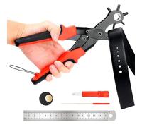RISVOWO 2-4.5 mm Pince Perforatrice, Ensemble d’Appareils à Trous Perforateurs avec 6 Tailles de Poinçon, Emporte Piece Robuste pour Ceintures, Bracelets De Montres, Bricolage Et Artisanat