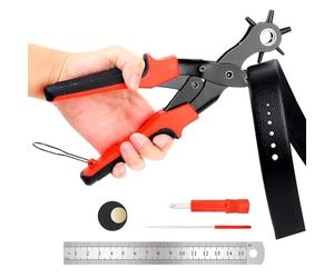 RISVOWO 2-4.5 mm Pince Perforatrice, Ensemble d’Appareils à Trous Perforateurs avec 6 Tailles de Poinçon, Emporte Piece Robuste pour Ceintures, Bracelets De Montres, Bricolage Et Artisanat