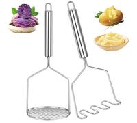 RISVOWO 2 Pièces Presse Purée, Presse Purée Ecrase Pomme de Terre Presse-Purée Inoxydable, Ecrase Purée Manuel pour Fruits, Légumes, Aliments pour Bébés