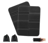 RISVOWO 2PCS Coussins de Siège Pliable avec Sac de Transport, Mini Tapis de Sol Camping Isolant, XPE Ultralégère Tapis en Mousse, pour Camping, Randonnée, Extérieur (Noir)