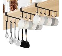 RISVOWO 3 Pièces Porte-Tasses, Tasse Rangement Crochets pour Accroche Ustensiles de Cuisine, Support Tasse Sans Perçage, Stockage de Tasse pour Tasses/Ustensiles de Cuisine/Cravates Ceintures(Noir)