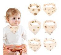 RISVOWO 6 Pièces Bavoirs Bebe Triangle, Bavoirs Bébé avec 2 Bouton Réglable, Bavoirs Triangulaires 100% Coton Bavoir Bandana, Doux Absorbant Respirent pour Garçons Filles