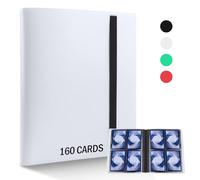 RISVOWO Album pour Cartes, Classeur Carte, Porte Carte pochette, Classeur pour Cartes à Collectionner pour 160 Cartes, 8 Porchettes Chaque Page, Porte Carte, Étanche Pochette Carte(Blanc)