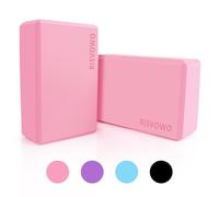 RISVOWO Brique Yoga, Lot de 2 Bloc Yoga Kit Antidérapants, Bloc Mousse EVA à Haute Densité, Robustes Yo-ga Bricks pour Pilates, Méditation, Fitness, Stretching, Fitness, Pilates(Rose)