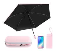 RISVOWO Mini Parapluie, Parapluie Pliant avec 6 Baleines, Umbrella Resistant Vent, Anti Tempete/UV Petit Parapluie, Parapluie de Voyage pour Femme & Homme