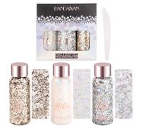 RISVOWO Paillette Cheveux, Lot de 3 Gel Paillette Cheveux, Paillettes Visage, Paillettes Applicable à le Visage, Cheveux, Lèvres, Ongles, Fête de Vacances (Argent, Rr, Blanc)