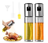 RISVOWO Spray Huile Cuisine, 2 Pièces 100ml Bouteille Huile Cuisine, Pulvérisateur d'Huile avec Distributeur, Verre et En Acier Inoxydable Vaporisateur D'Huile, Spray Huile pour Cuisine Cuisson BBQ