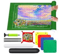 RISVOWO Tapis de Puzzle, Tapis de Puzzle Rouleau Feutre pour 1000 1500 Pièces, Tapis de Rangement pour Puzzle Portable, Rouleau Puzzle, 66*116CM Puzzle Roll Up Mat pour Voyage Sac de Rangement(Vert)