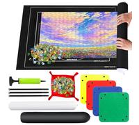 RISVOWO Tapis de Puzzle, Tapis de Puzzle Rouleau Feutre pour 1500 2000 3000 Pièces, Tapis de Rangement pour Puzzle Portable, Rouleau Puzzle, Puzzle Roll Up Mat pour Voyage Sac de Rangement(Noir)