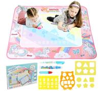 RISVOWO Tapis Dessin Enfant, Tapis Aqua Eau Doodle 80 x 100 cm, tablette dessin enfant Réutilisable, Licorne Tapis de Griffonnage Wasser Doodle Matte Magic Malmatte XL Aqua Drawing Painting Matte