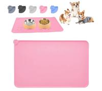 RISVOWO Tapis Gamelle Chien, Tapis de Gamelle en Silicone pour Animaux, Tapis d'alimentation pour Chiens et Gamelles, Imperméable et Antidérapant, Gris, 48 X 30 cm (Rose)
