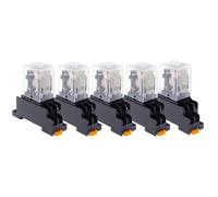 RISWEKFW 5 Set MY4NJ Small Electromagnetic Power Relay AC/DC 12V 24V 36V 48V 110V 220V 380V 4NO 4NC DIN Rail 14 pins + Base Mini Relay(AC,36V)