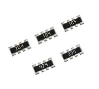RISWEKFW Résistance de rangée 0402x4 SMD, 100 pièces, résistance de réseau 0402 8P4R 0Ω à 2MΩ 51Ω 100Ω 330Ω 2KΩ 10KΩ 220KΩ 15Ω 36Ω 68Ω 200Ω 680Ω 5.1KΩ 47KΩ 1 MΩ(100Pcs 200KR)