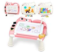 Riswistoy 3 en 1 Kid Ardoise Magique 8.5 Inch, Tableau Magique pour Enfants, Jeux Créatifs pour Dessin à la Maison, en Voyage ou à l'Extérieur(Rose)